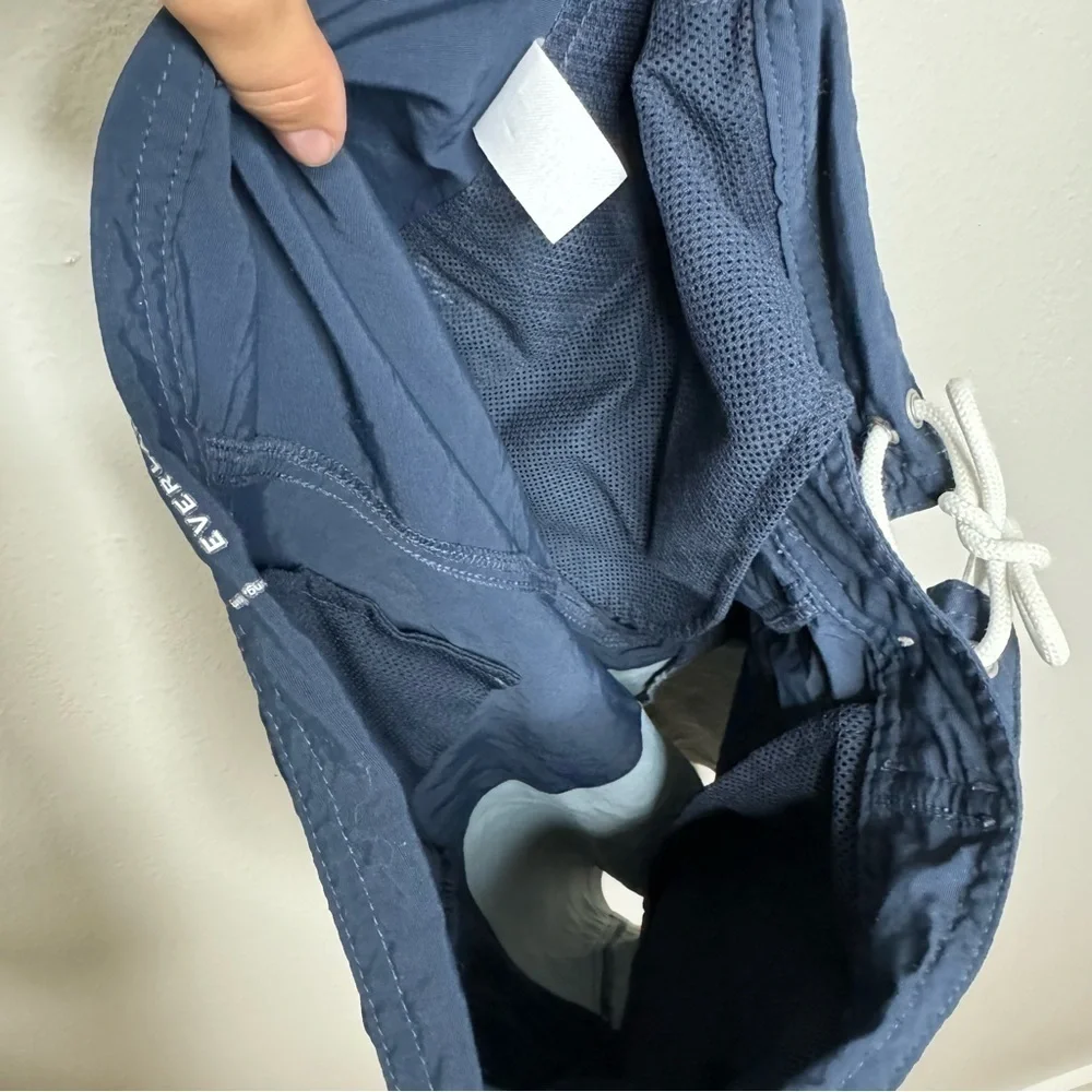Everlane Mens Board Shorts Linerless Swim Surf Trunks Navy/Slate Blue
